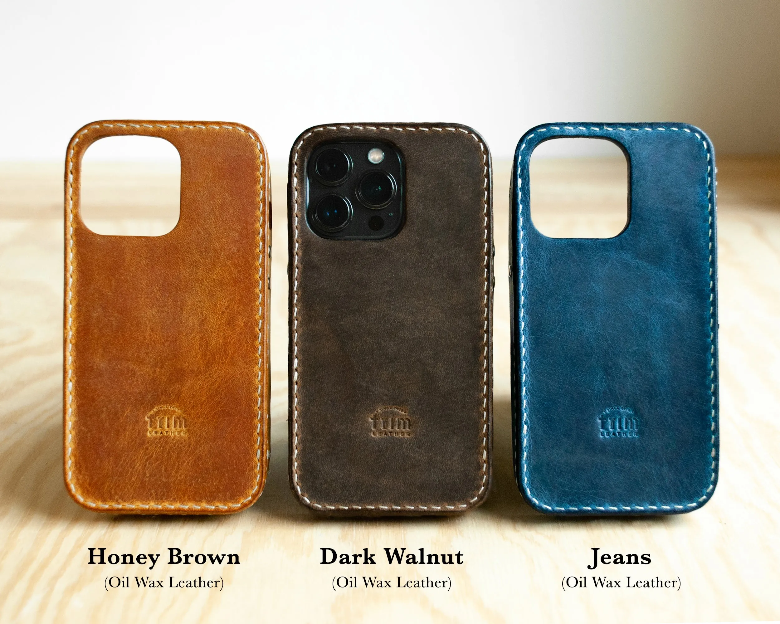 iPhone Leather Case | Handmade | Oil Waxed Leather | Jeans