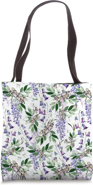 Iris Grasshoppers Flowers Floral Pattern Tote Bag