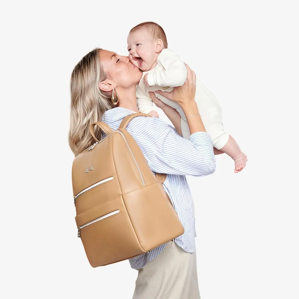Itzy Ritzy Eras Diaper Bag Backpack – Large Capacity Baby Backpack Diaper Bag Featuring Neutral Design, 15 Pockets, Changing Pad, Stroller Straps, and Comfortable Backpack Straps, Chai