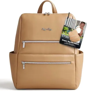 Itzy Ritzy Eras Diaper Bag Backpack – Large Capacity Baby Backpack Diaper Bag Featuring Neutral Design, 15 Pockets, Changing Pad, Stroller Straps, and Comfortable Backpack Straps, Chai