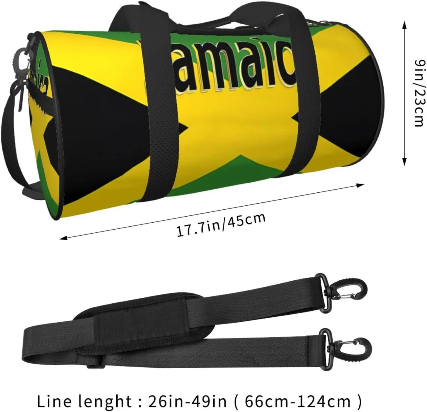 Jamaican Flag Round Travel Duffel Bag Large Capacity Gym Sports Bags for Hiking Vacation Trips