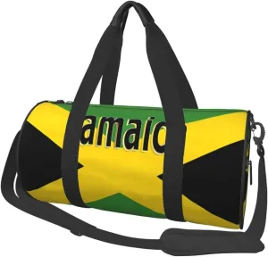 Jamaican Flag Round Travel Duffel Bag Large Capacity Gym Sports Bags for Hiking Vacation Trips