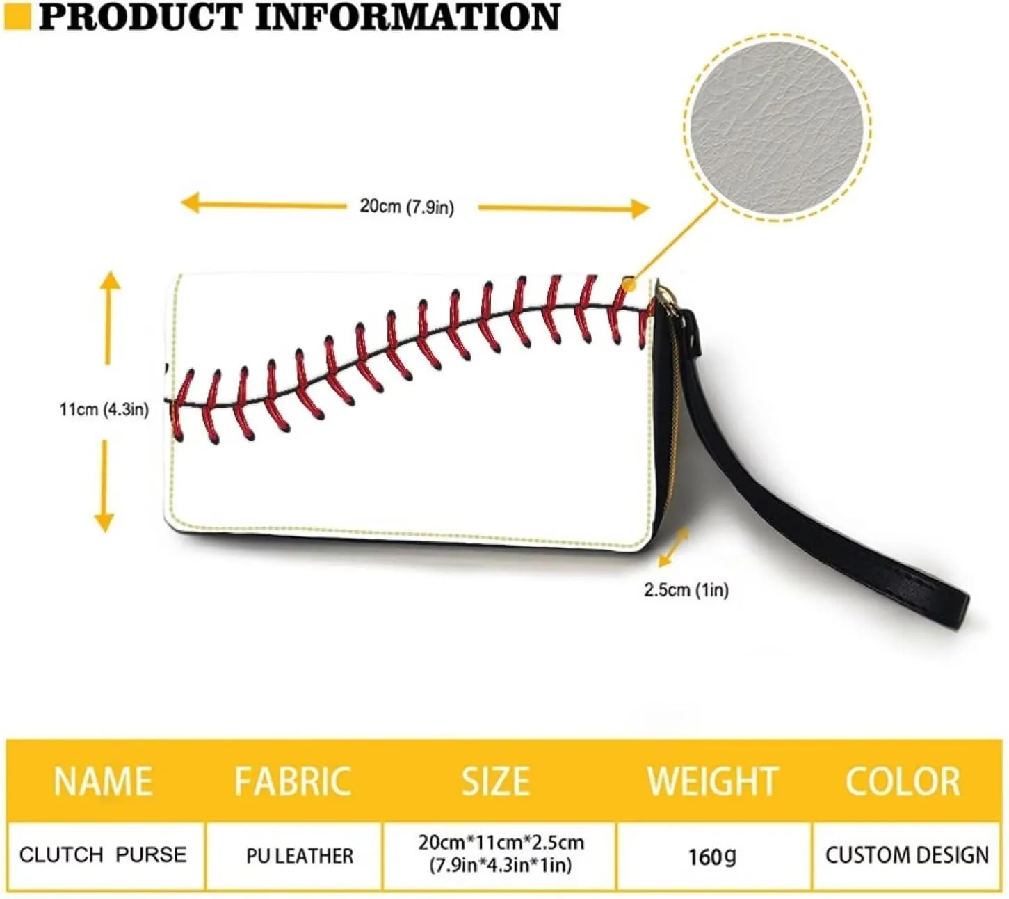Jeiento Baseball Design Women's Custom Leather Zip Around Wallet Clutch with Wristlet Strap Dachshund Design Large Capacity