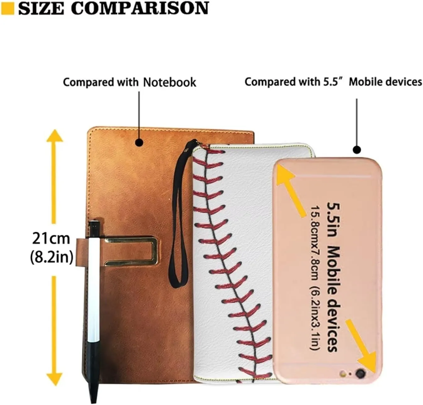 Jeiento Baseball Design Women's Custom Leather Zip Around Wallet Clutch with Wristlet Strap Dachshund Design Large Capacity