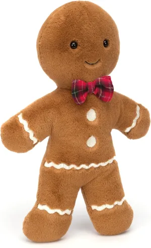 Jellycat Jolly Gingerbread Fred Stuffed Toy, Large 13 inches - Christmas Plush Décor