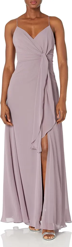 Jenny Yoo Women's Amara A-line Spaghetti V Neck Flowy Long Chiffon Gown