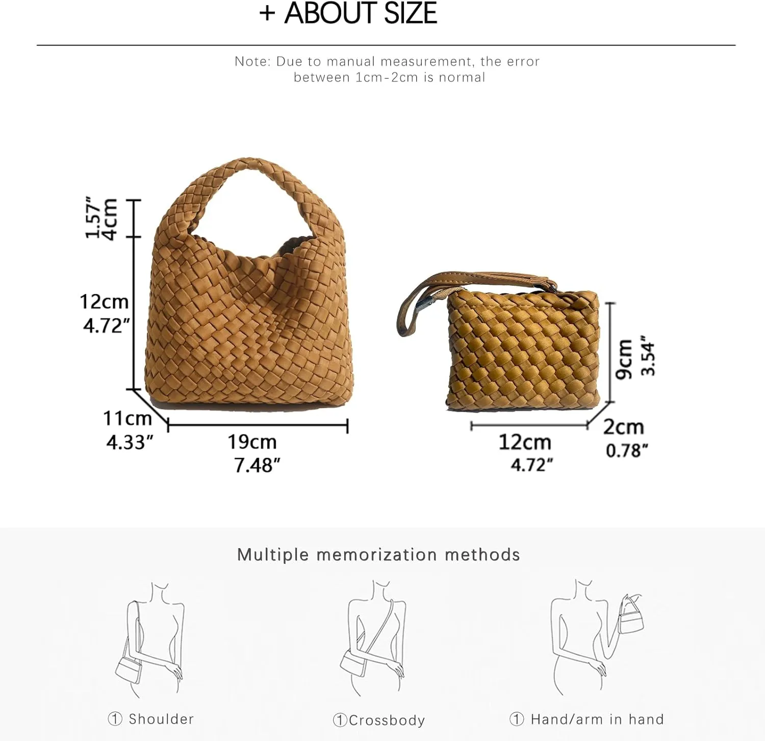 JINMANXUE Fashion Handbag for Women, Woven Tote Bucket Composite Bag, Knitting Chain Crossbody Shoulder Purse