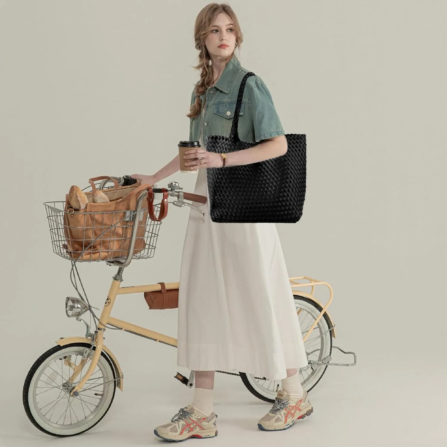 JINMANXUE Fashion Woven Bag Shopper Bag Travel Handbags and Purses Women Tote Bag Large Capacity Shoulder Bags