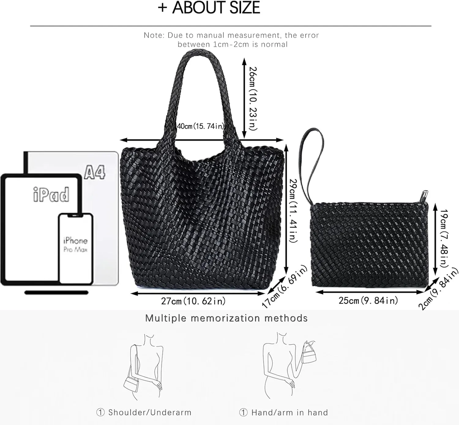 JINMANXUE Fashion Woven Bag Shopper Bag Travel Handbags and Purses Women Tote Bag Large Capacity Shoulder Bags