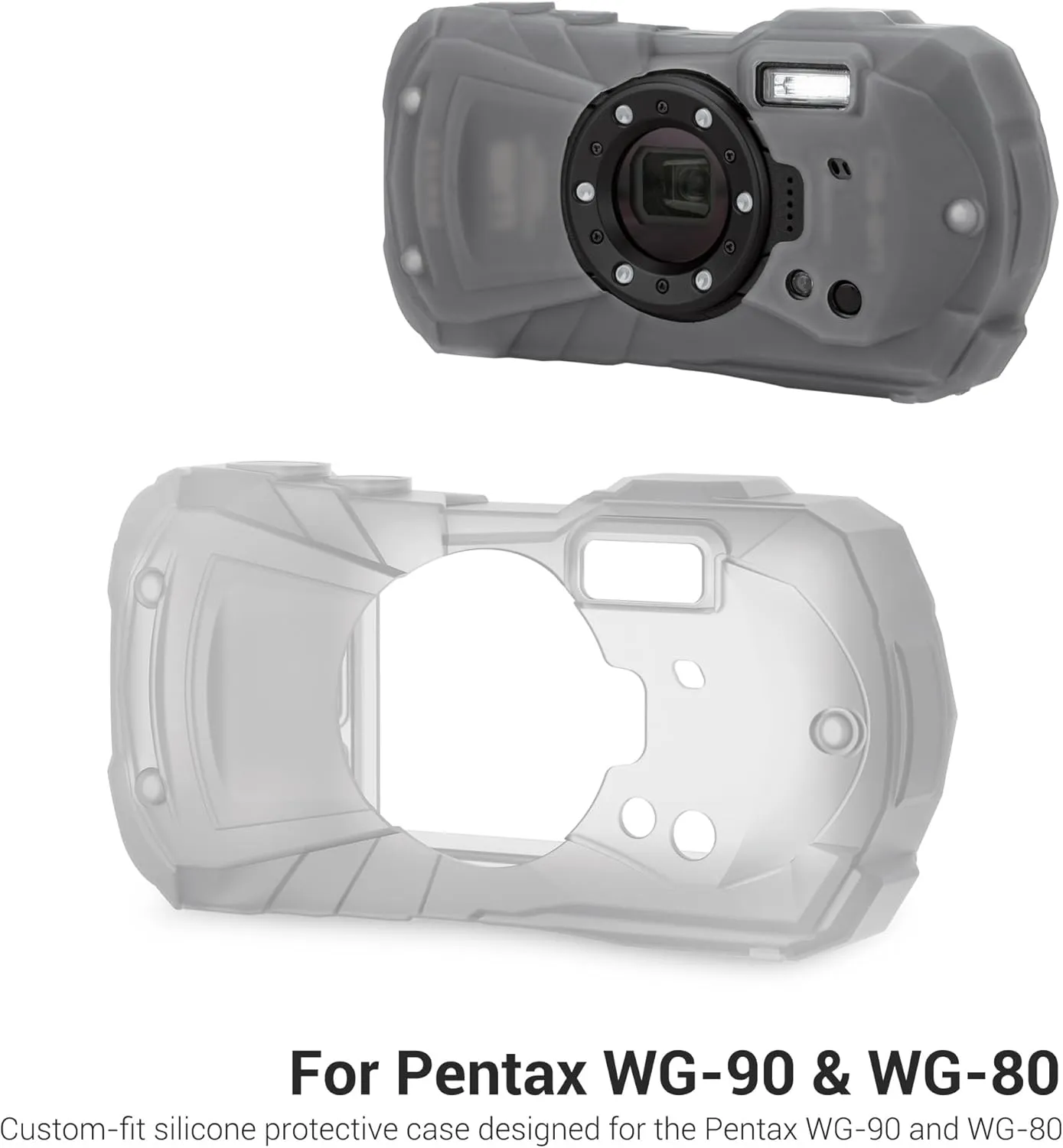JJC Silicone Jacket for Pentax WG-90 and Ricoh WG-80, Anti-Scratch and Dustproof Camera Protective Case with Secure Grip Design and Not Affect The Use of Camera Buttons