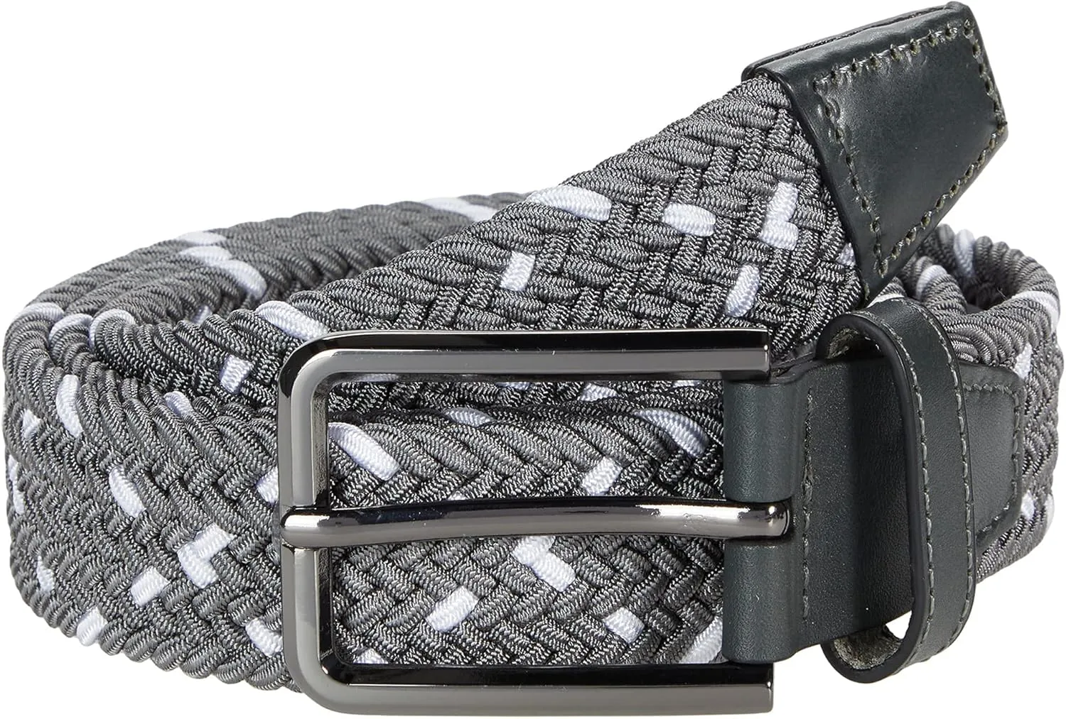 Johnston & Murphy Leather Woven Belt - Belts for Men - Nickel-finish Brass Buckle - Open-weave Leather