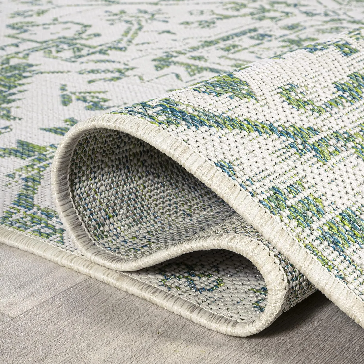 JONATHAN Y SMB105G-8 Estrella Bohemian Medallion Textured Weave Indoor Outdoor Area-Rug, Coastal Traditional Easy-Cleaning,Bedroom,Kitchen,Backyard,Patio,Non Shedding, 8 X 10, Green/Cream
