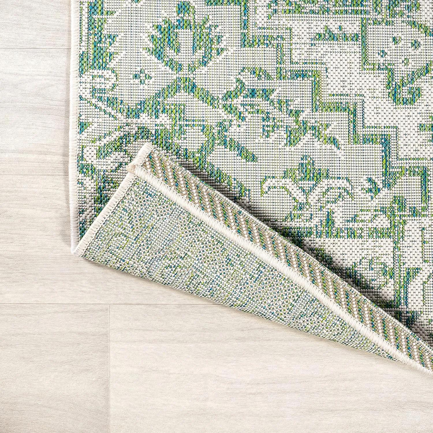 JONATHAN Y SMB105G-8 Estrella Bohemian Medallion Textured Weave Indoor Outdoor Area-Rug, Coastal Traditional Easy-Cleaning,Bedroom,Kitchen,Backyard,Patio,Non Shedding, 8 X 10, Green/Cream