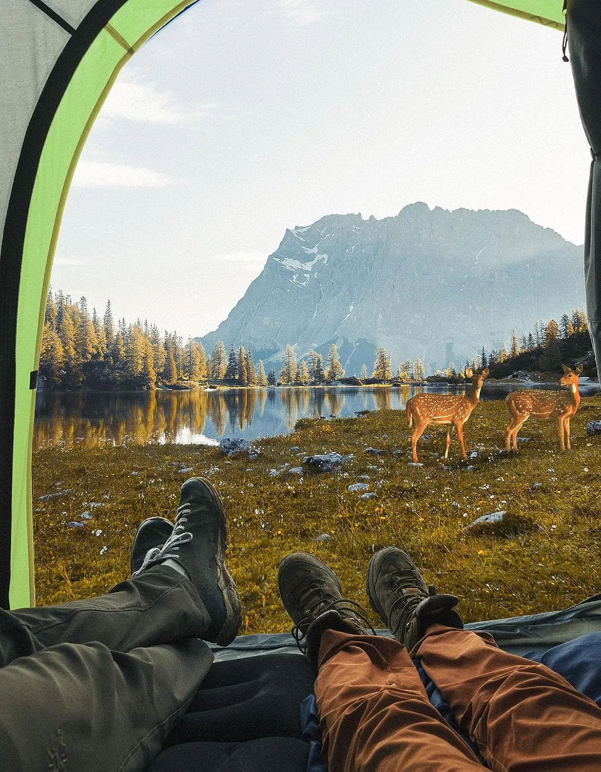 JOYTUTUS Pickup Truck Tent 2.0, Waterproof PU2000mm Double Layer for 2 Person, Portable Truck Bed Tent with Rainfly, 5.5'-6' Camping Preferred - Green, Aluminum Poles