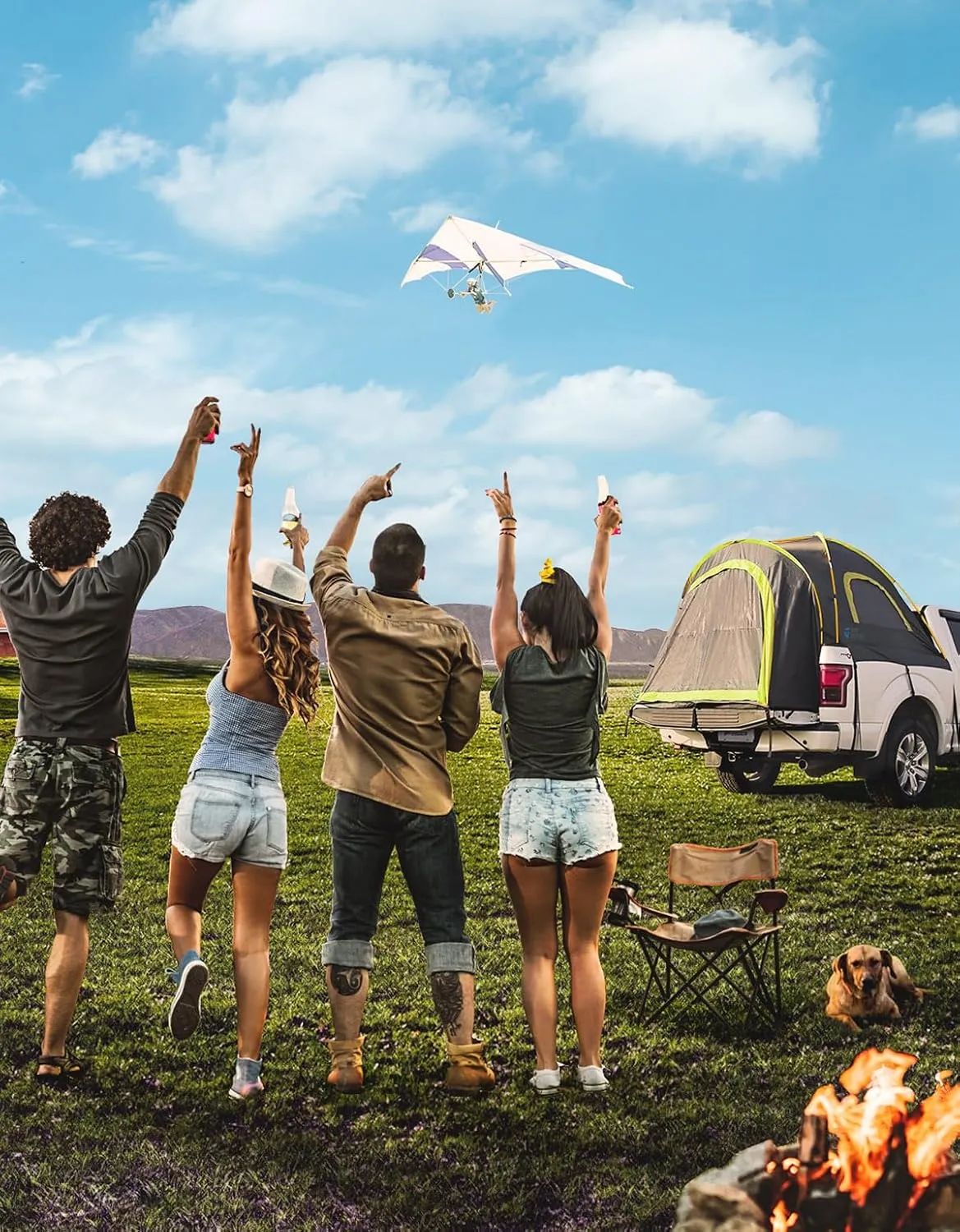 JOYTUTUS Pickup Truck Tent 2.0, Waterproof PU2000mm Double Layer for 2 Person, Portable Truck Bed Tent with Rainfly, 5.5'-6' Camping Preferred - Green, Aluminum Poles