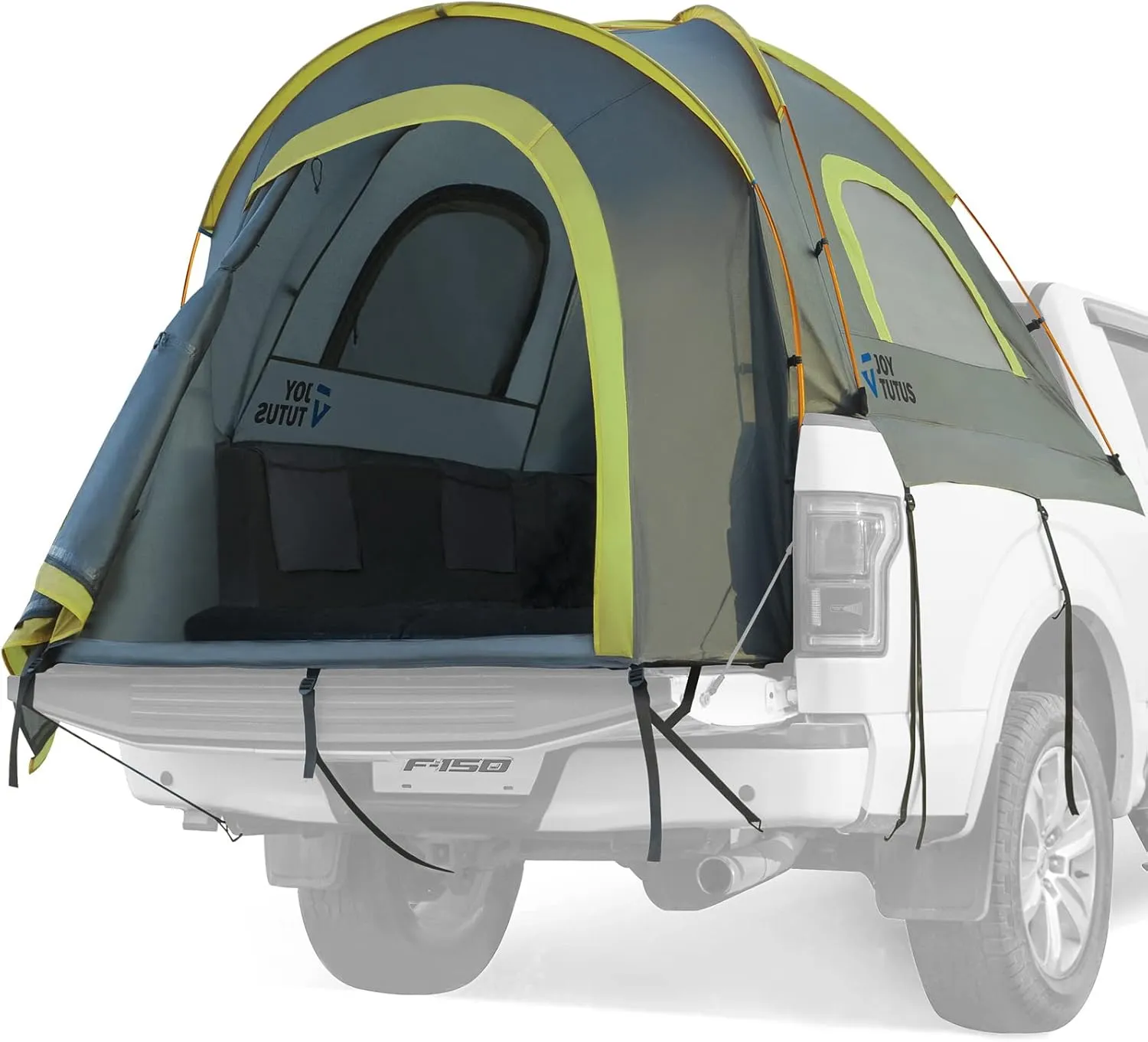 JOYTUTUS Pickup Truck Tent 2.0, Waterproof PU2000mm Double Layer for 2 Person, Portable Truck Bed Tent with Rainfly, 5.5'-6' Camping Preferred - Green, Aluminum Poles