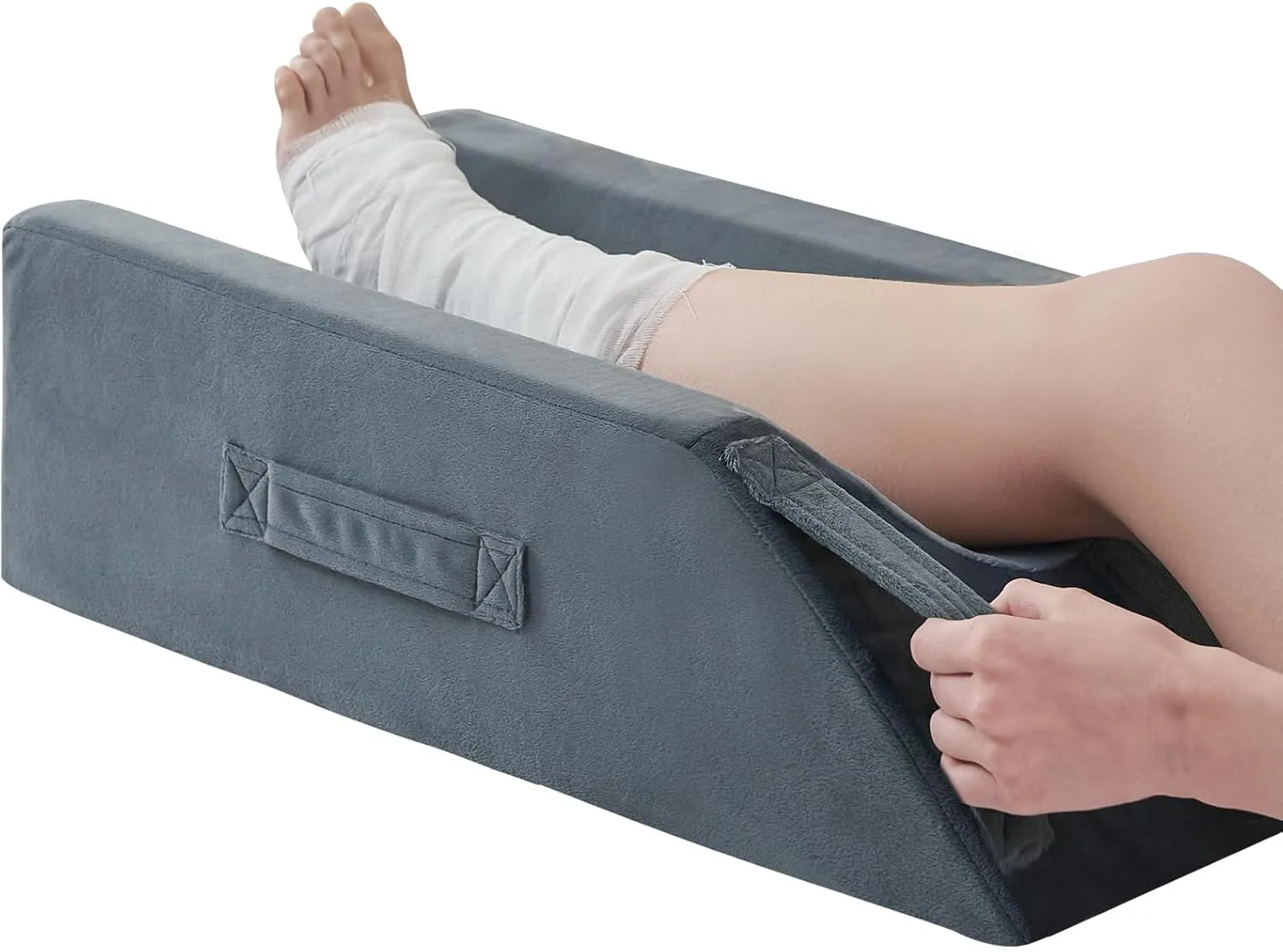 JOYWOO Memory Foam Leg Elevation Pillow - Post-Surgery, Knee and Ankle Injuries, Swelling - 3 Height Adjustments - Removable/Washable