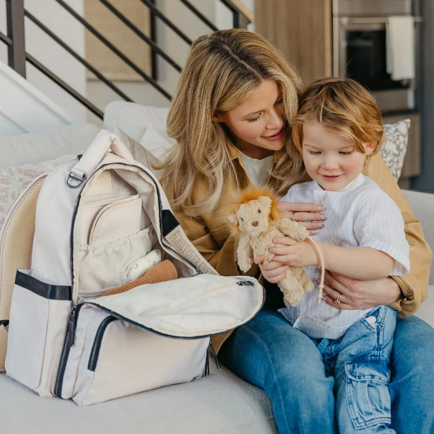JuJuBe x Witney Carson - New Classic Diaper Bag Backpack with Portable Changing Pad, Stroller Straps, Large Travel Backpack, Carrying Baby Bottles, Wipes, Diapers, Cloud, Mothers Day Gift