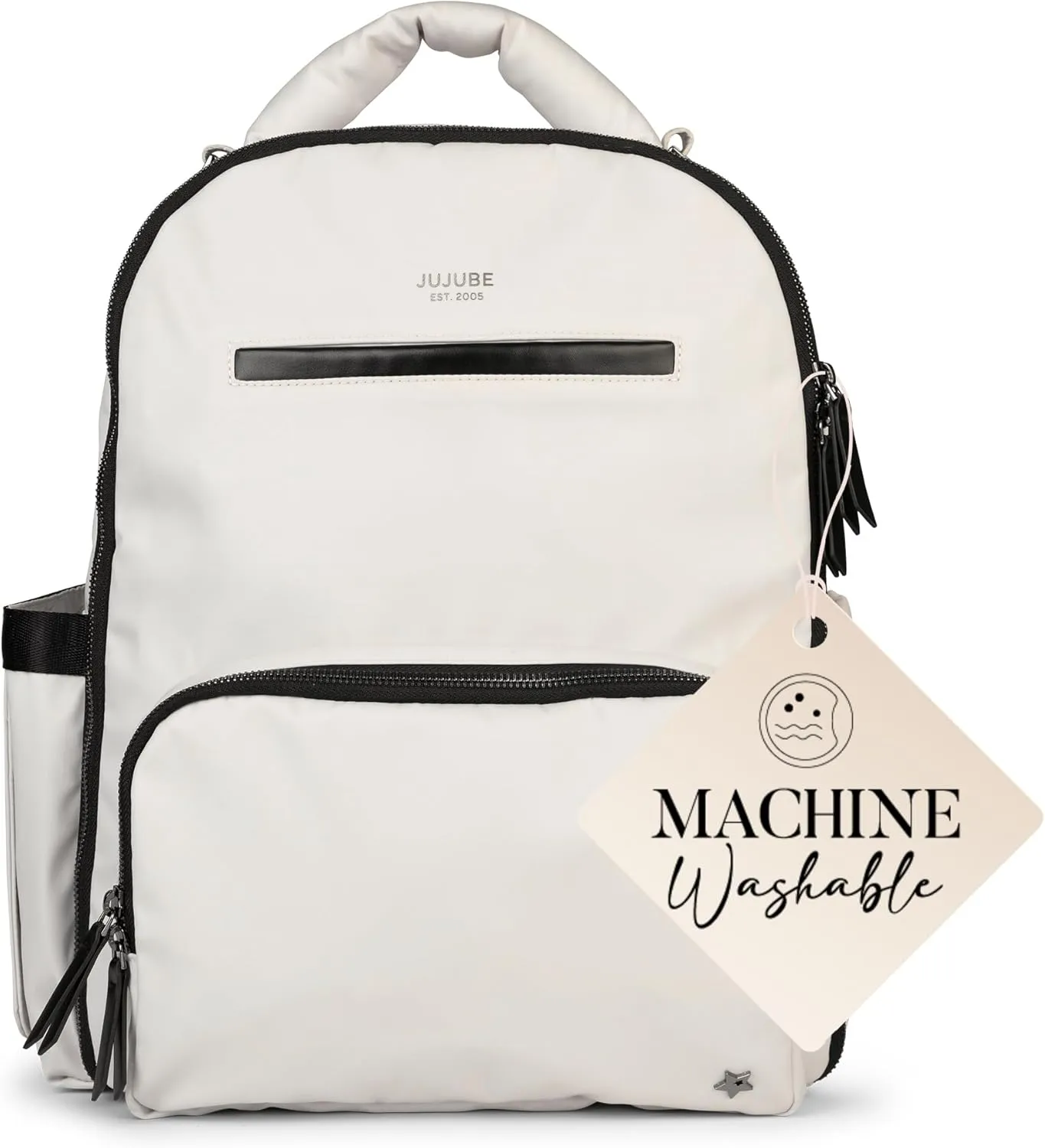 JuJuBe x Witney Carson - New Classic Diaper Bag Backpack with Portable Changing Pad, Stroller Straps, Large Travel Backpack, Carrying Baby Bottles, Wipes, Diapers, Cloud, Mothers Day Gift