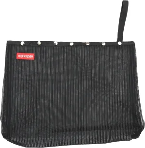 Jumbo 7 Snaps Mesh Travel Knitting Bag with Snap Opening, Lightweight Nylon Storage Pouch for Yarns, Needles and Accessories (Black)