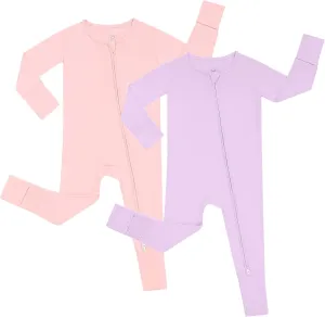 JunNeng Rayon of Bamboo Baby Sleeper with Mittens Cuffts Feet & Non-Slip Design, 2 Way Zipper Pjs Sleep'N Play Romper