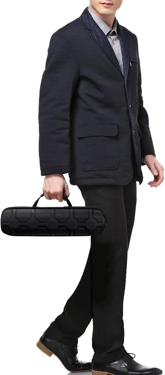 Juntan 5 Slots Hard Watch Travel Case, Portable Nylon Zipper Storage Organizer Box for Men Women with Soft Compressible Foam Pillow Black Silver (Black, 5 Slots Nylon)