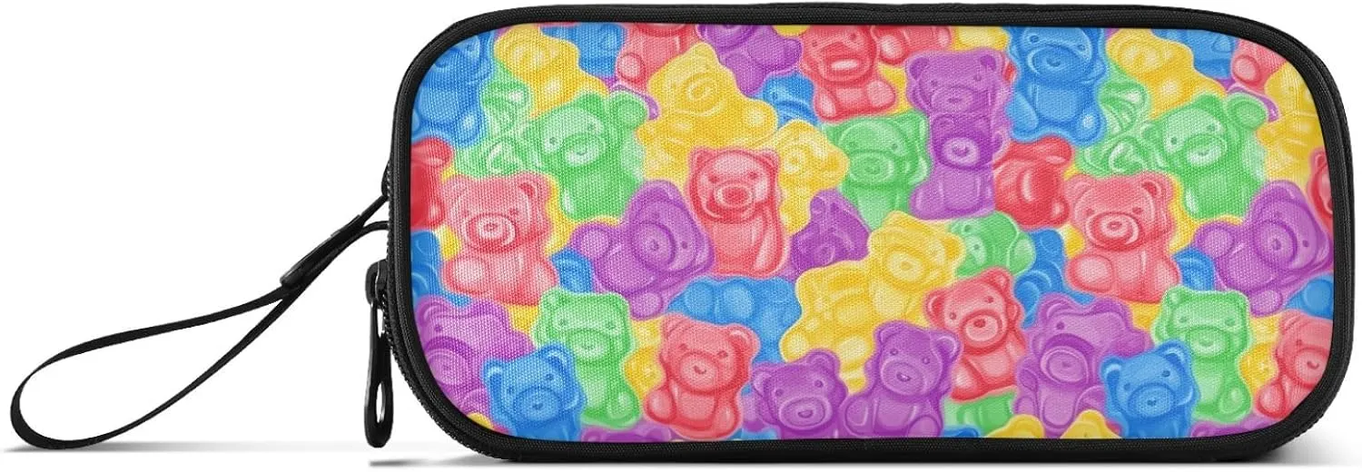 JUNZAN Colorful Sweet Jelly Bears Gummy Candies Pencil Case Large Capacity Pencil Pouch Pen Bag Cosmetic Bag Stationery Office Supplies Present for Teen Girls Boys