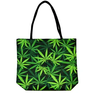 Jute Rope Handled Tote Bag - Hemp Leaves