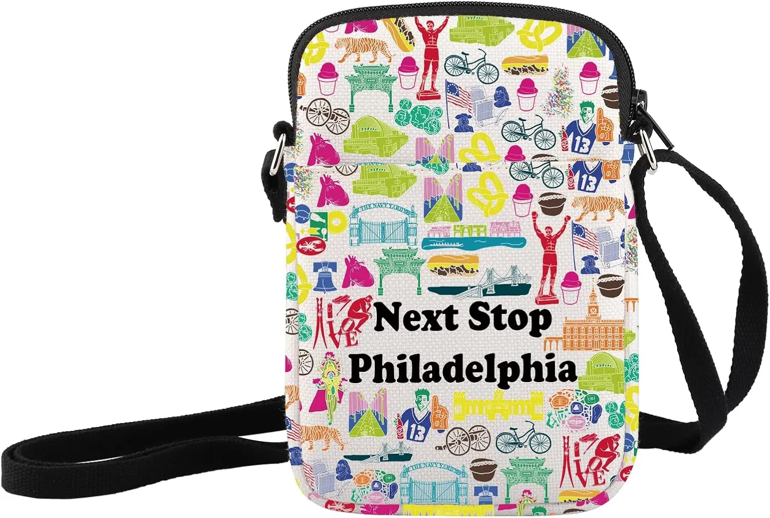 JXGZSO Philadelphia City Travel Gift Next Stop Philadelphia Makeup Bag Philadelphia Trip Cosmetic Bag Philadelphia Merch (Next Stop Philadelphia Crossbody)