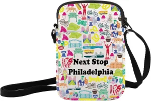 JXGZSO Philadelphia City Travel Gift Next Stop Philadelphia Makeup Bag Philadelphia Trip Cosmetic Bag Philadelphia Merch (Next Stop Philadelphia Crossbody)