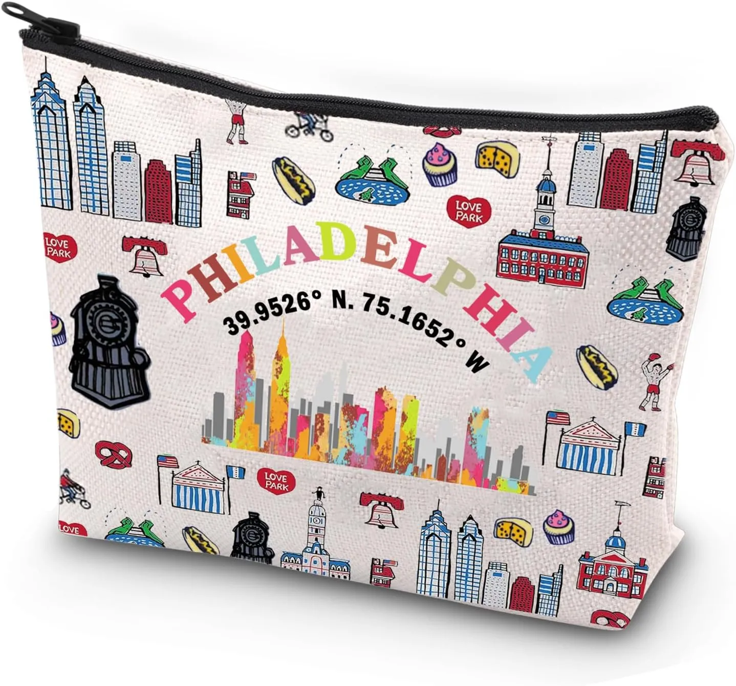 JYTAPP Philadelphia Trip Makeup Bag Philadelphia Travel Zipper Pouch Philadelphia Vacation Gift Philadelphia Welcome Bag Souvenir Gift