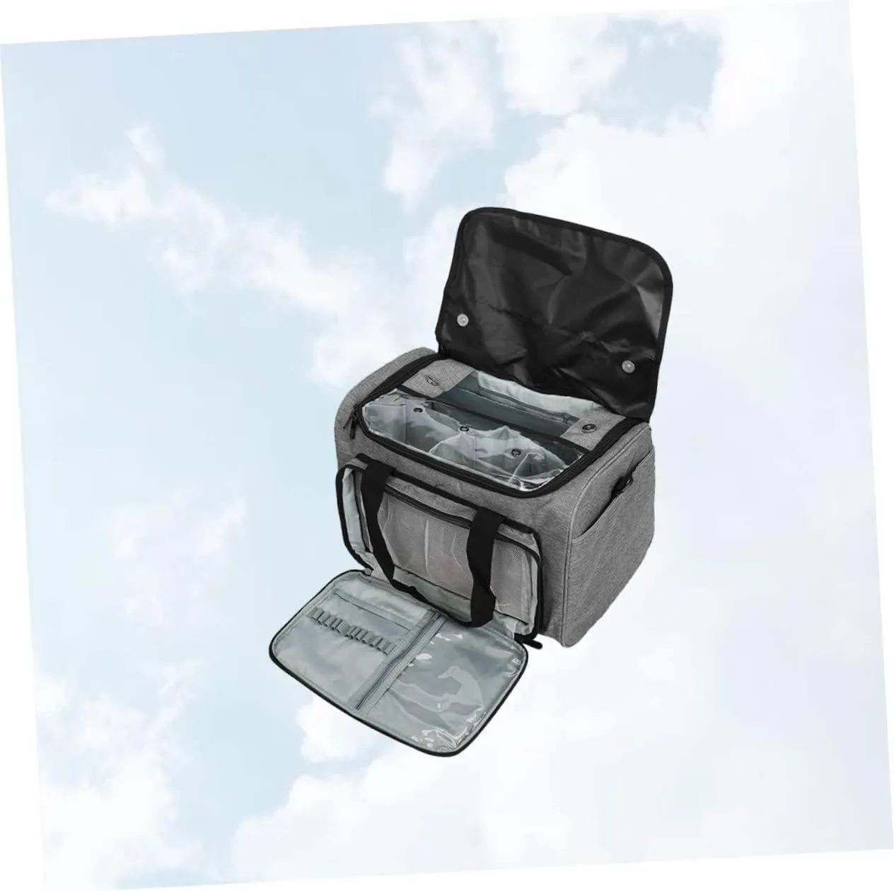 KAILIKETIY Woolen Yarn Storage Bag Shoulder Strap Large Capacity Home Storage Handbag Knitting Supplies Organizer for Outdoor Activities Grey