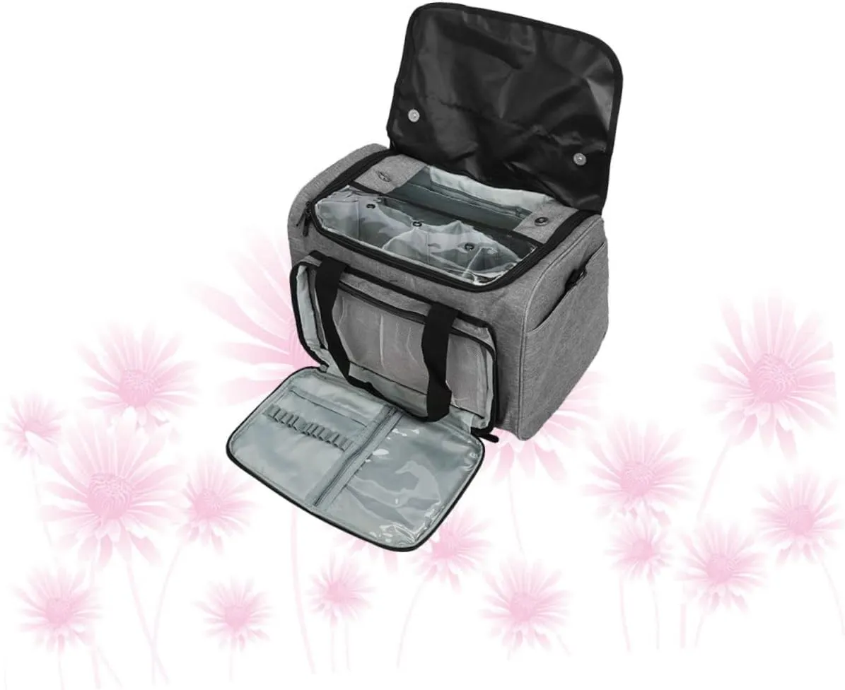 KALLORY Large Capacity Travel Pouch for Woolen Yarn Shoulder Bag Pockets Craft Organizer Zipper Sealed Handbag