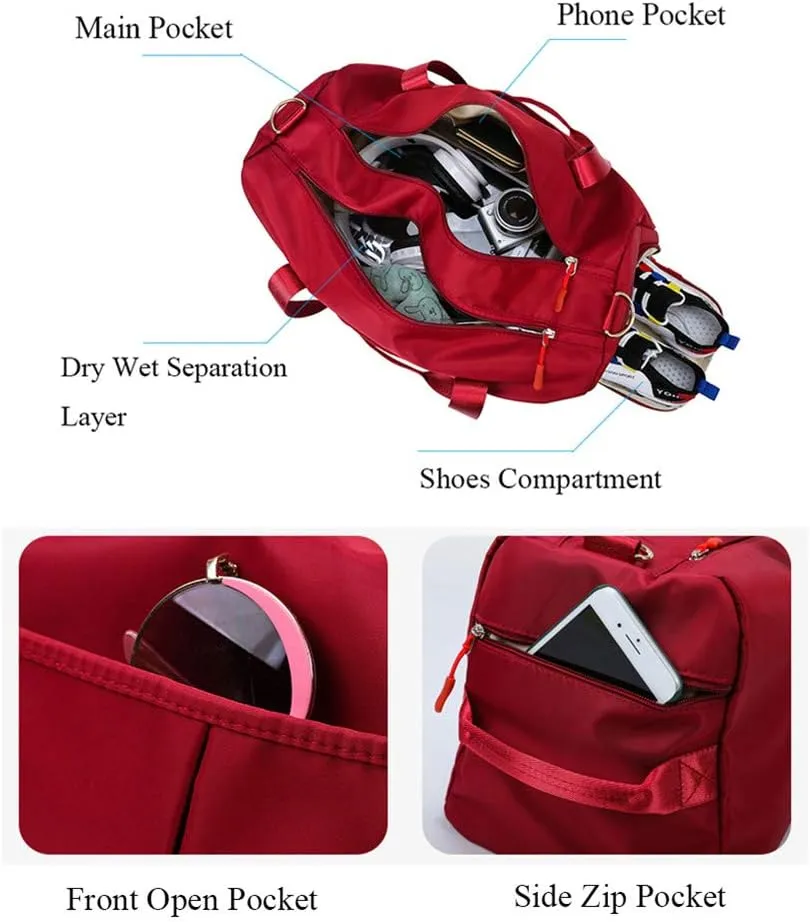 KARRESLY Sports Gym Bag for Women or Men Travel Duffel Bag with Wet Pocket and Shoes Compartment for Training Swim Yoga(Light Blue)