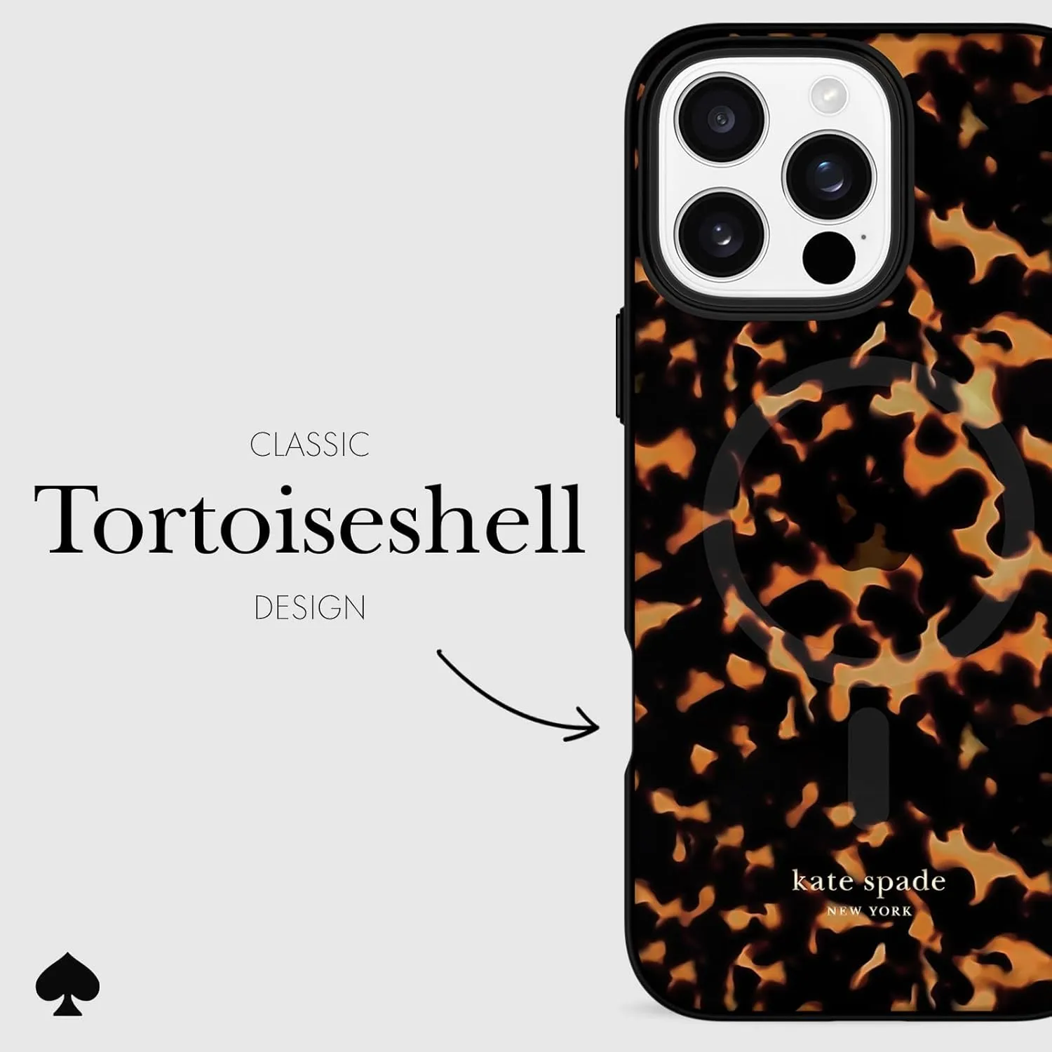 kate spade new york iPhone 16 Pro Max Case - Compatible with MagSafe - Designer Phone Case - Tortoise