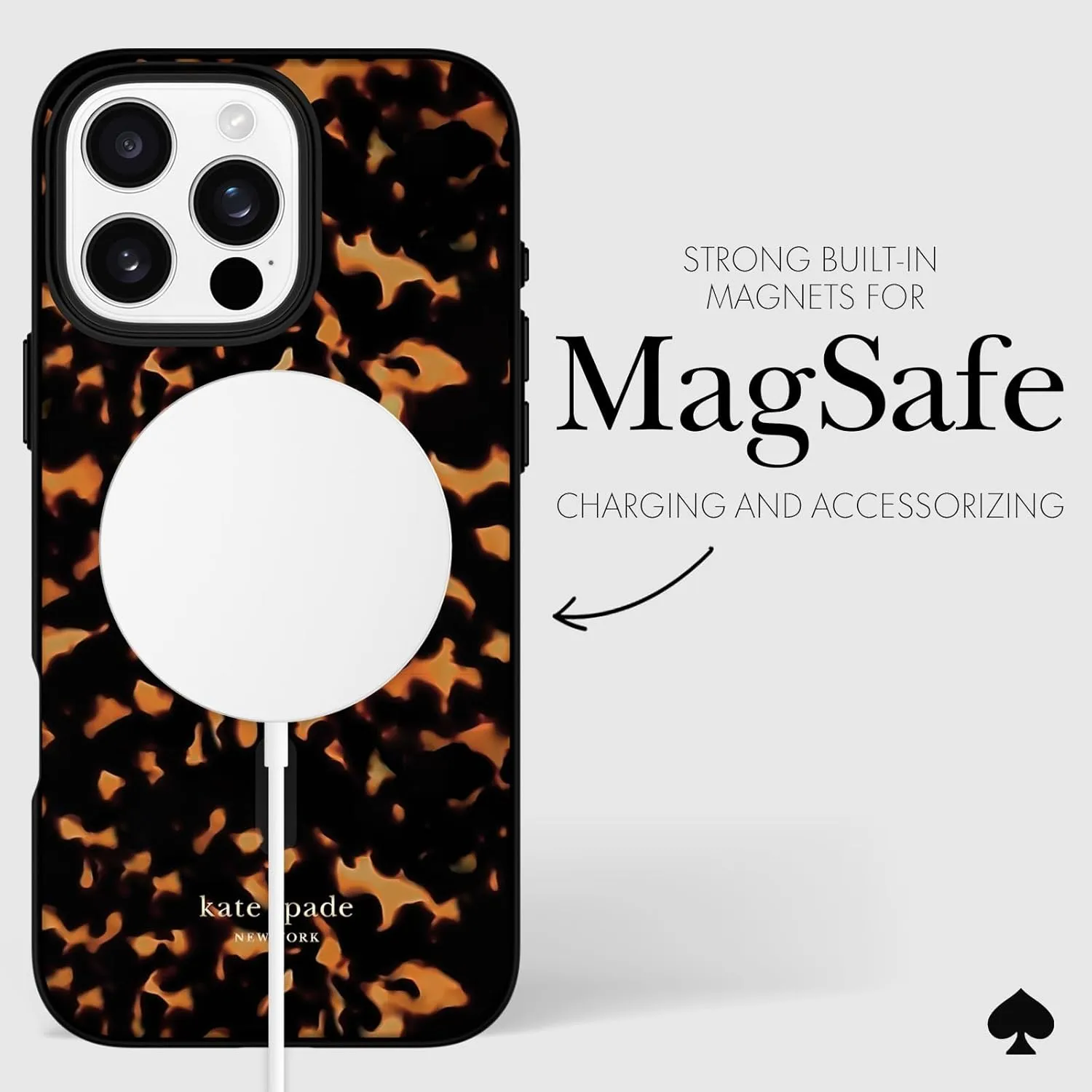kate spade new york iPhone 16 Pro Max Case - Compatible with MagSafe - Designer Phone Case - Tortoise