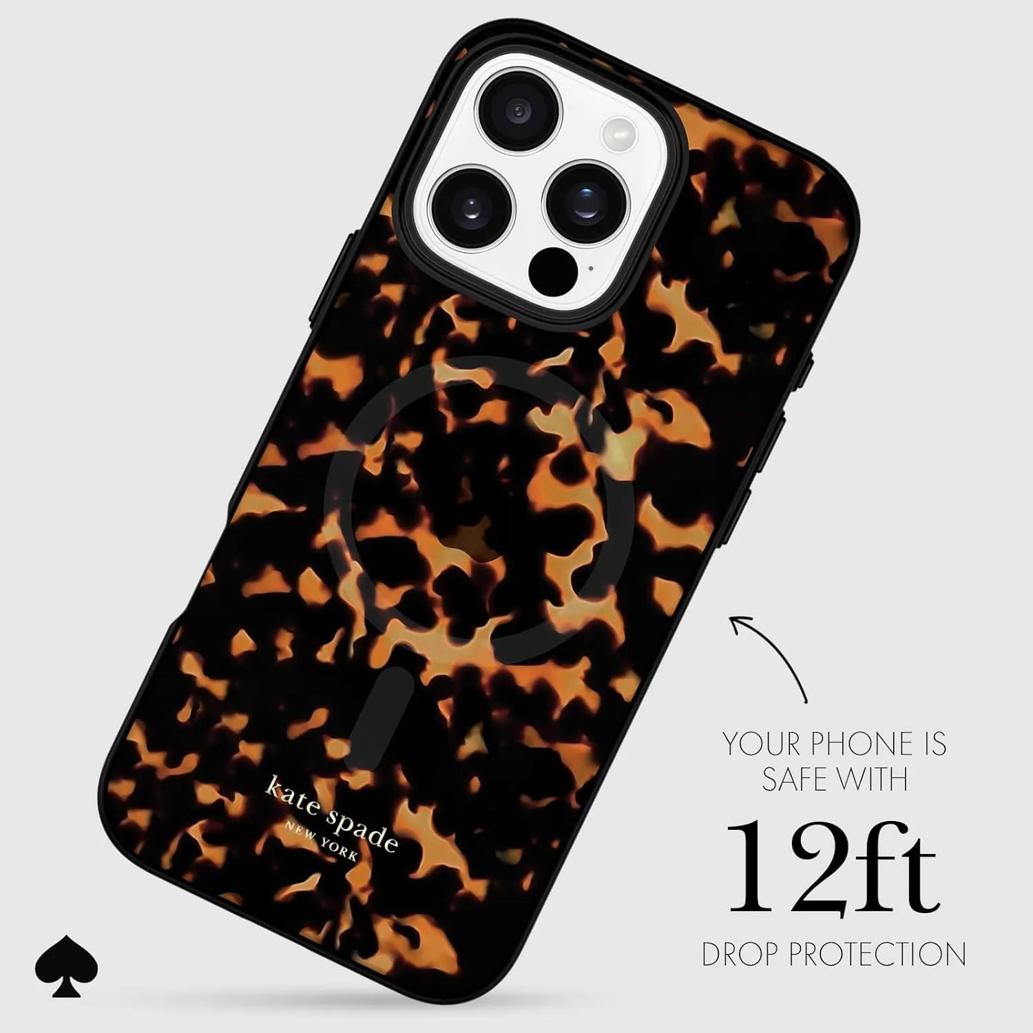 kate spade new york iPhone 16 Pro Max Case - Compatible with MagSafe - Designer Phone Case - Tortoise