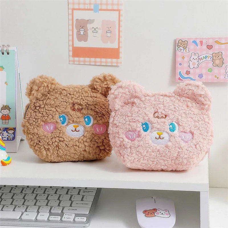 Kawaii Bear Plush Cosmetic Bag