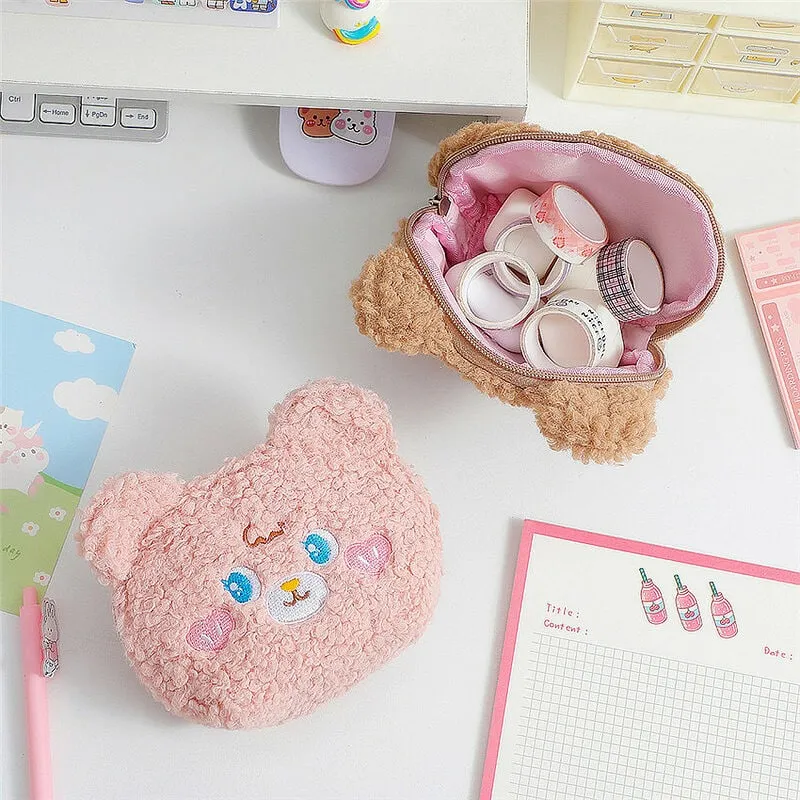 Kawaii Bear Plush Cosmetic Bag