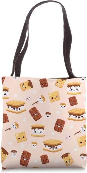 Kawaii Marshmallow S'mores Pattern Tote Bag