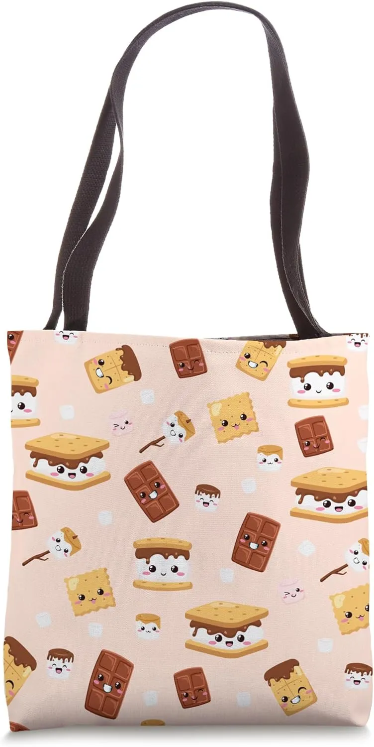 Kawaii Marshmallow S'mores Pattern Tote Bag