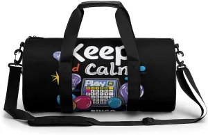 Keep Calm And Play Bingo Printed Sports Gym Bag for Women Men Travel Duffel Bag Workout Weekender Bags