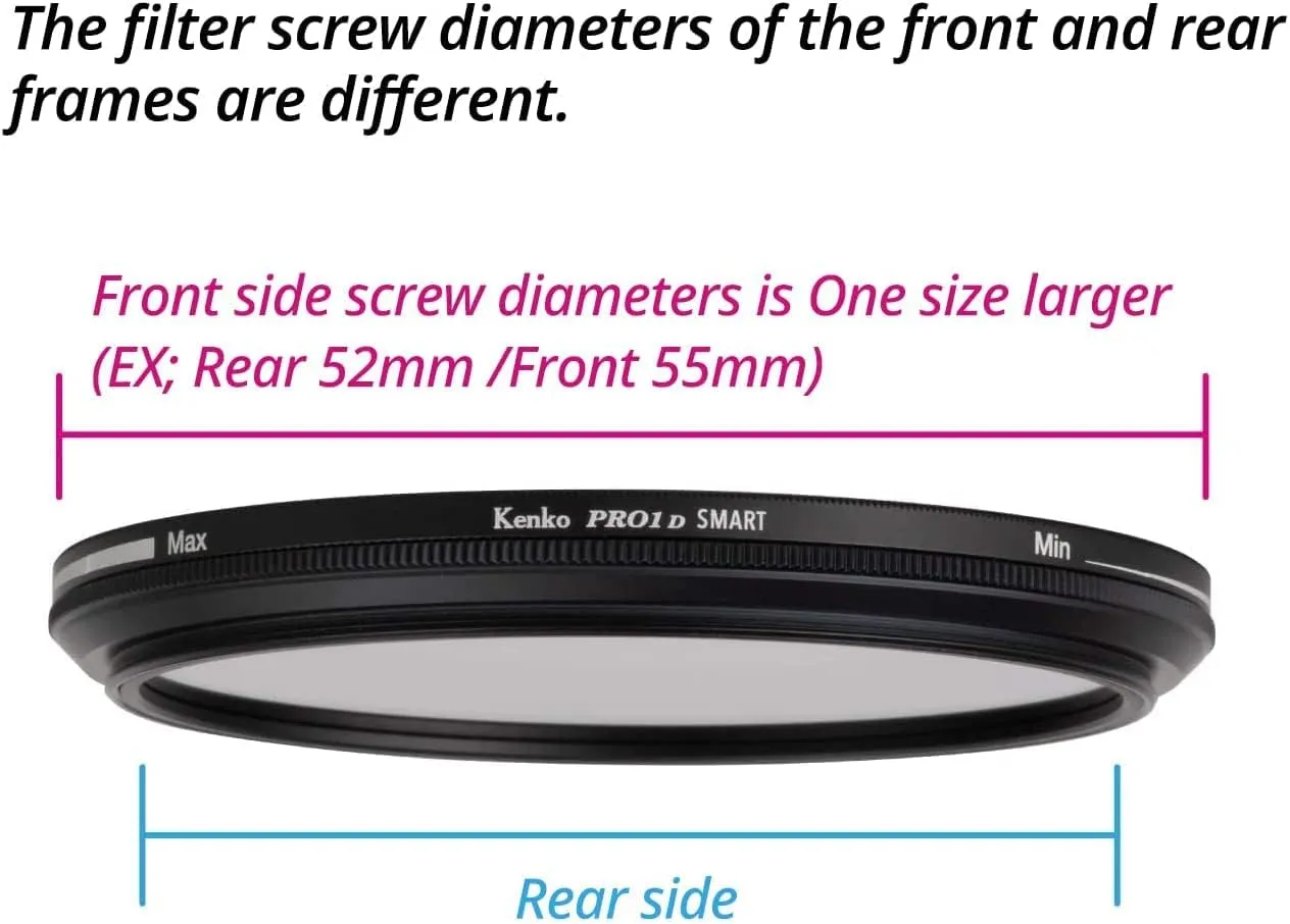 Kenko ND Filter PRO1D Smart Variable NDX3-450 Filter 82mm, for reducing The Amount of Light, Stepless Concentration Adjustment