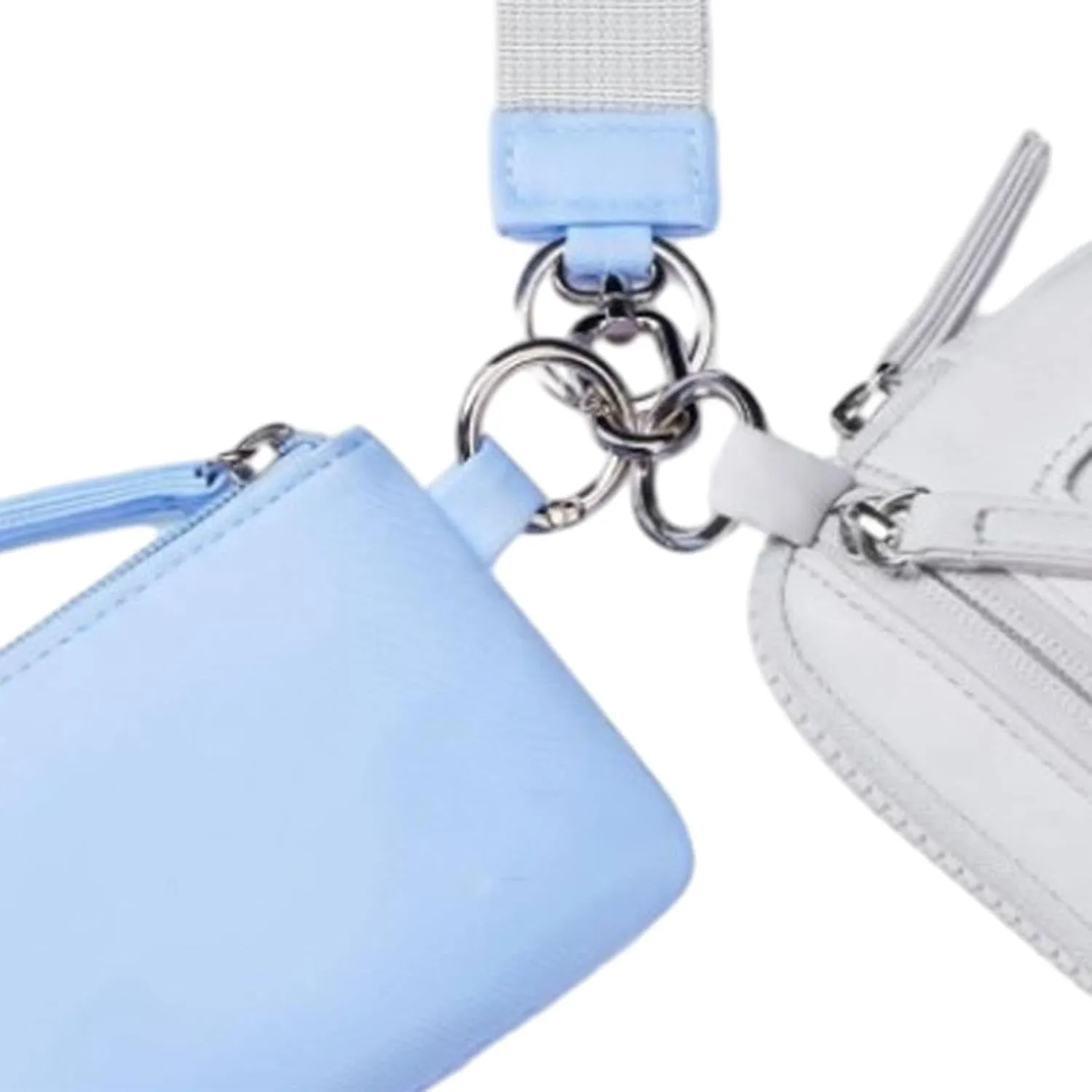 Keychain Wristlet Wallet Small Wallet with Keyring Bag Water Resistant Practical Purse Double Pouch for Birthday Gift Trekking, Blue Gray