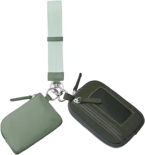 Keychain Wristlet Wallet Small Wallet with Keyring Bag Water Resistant Practical Purse Double Pouch for Birthday Gift Trekking, Green