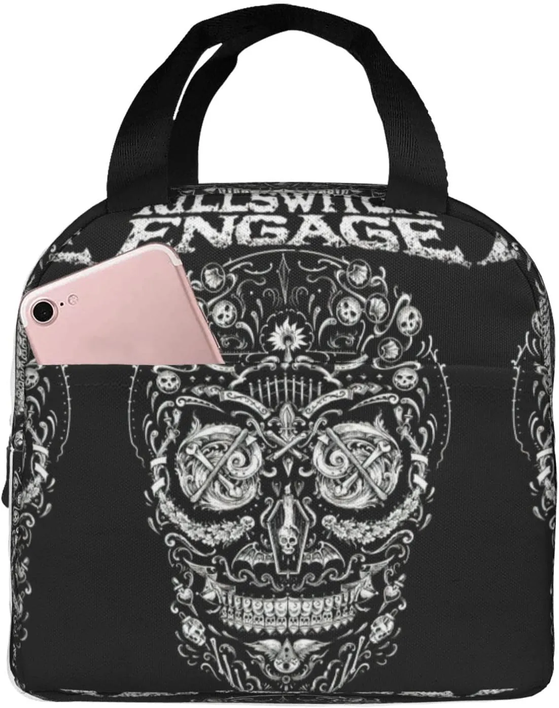 Killswitch Rock Band Engage Insulated Lunch Bag Reusable Lunch Tote Bag Lunch Container Meal Holder with Front Pocket Beautiful Handbag Lunch Zipper Cooler Bag for Picnic