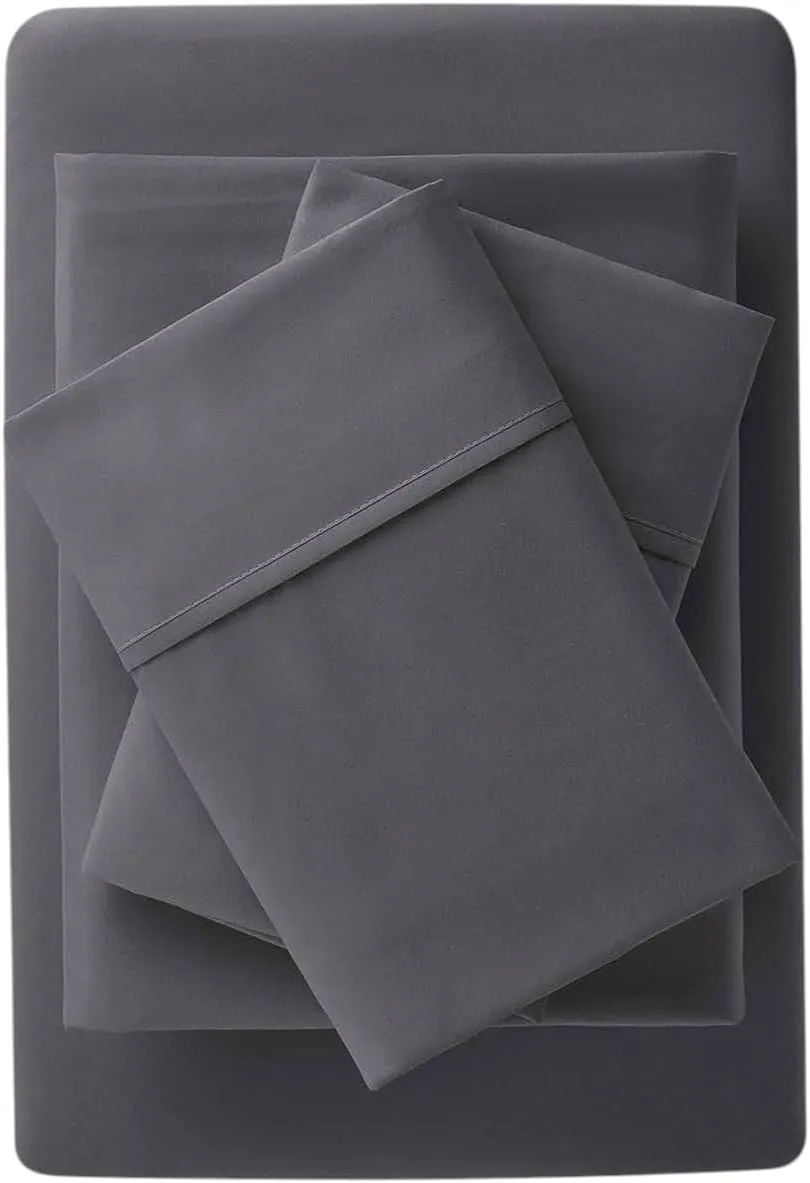 King Size Sheet Set, 1000 Thread Count, 100% Egyptian Cotton, Sateen Weave Luxury King Sheets, 18" Deep Pocket, 4 Piece Set, Includes 1 Fitted Sheet, 1 Flat Sheet, 2 Pillowcases, Elephant Grey