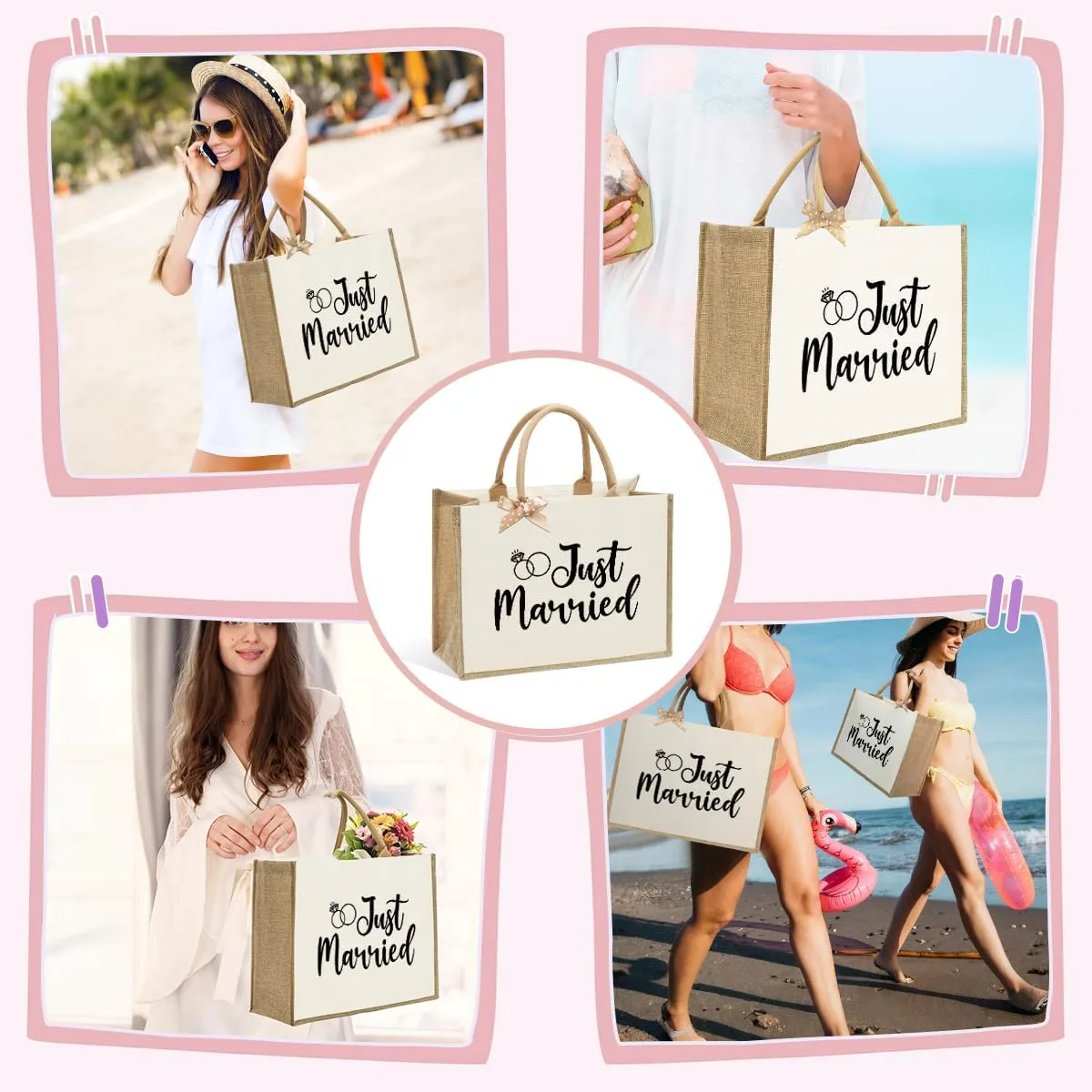 KongMoTree Bride Bag, Bride Gifts, Bridal Shower Gifts, Canvas Tote Bag, Wedding Honeymoon Gift Reusable Shoulder Bags