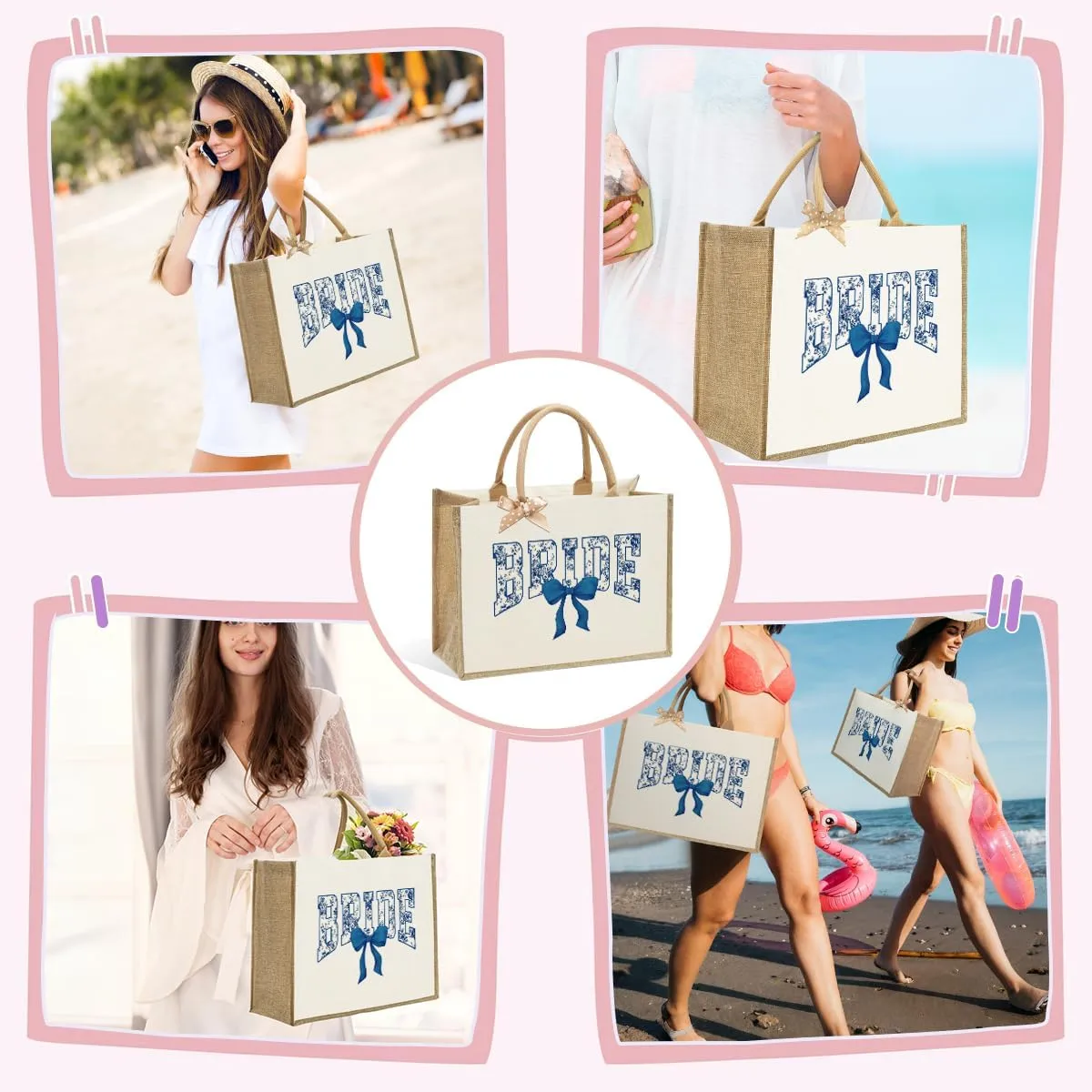KongMoTree Bride Bag, Bride Gifts, Bridal Shower Gifts, Canvas Tote Bag, Wedding Honeymoon Gift Reusable Shoulder Bags