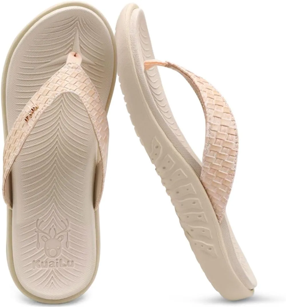 KuaiLu Womens Flip Flops Ladies Yoga Mat Comfortable Walking Thong Sandals With Plantar Fasciitis Arch Support Slip On Indoor Outdoor For Summer